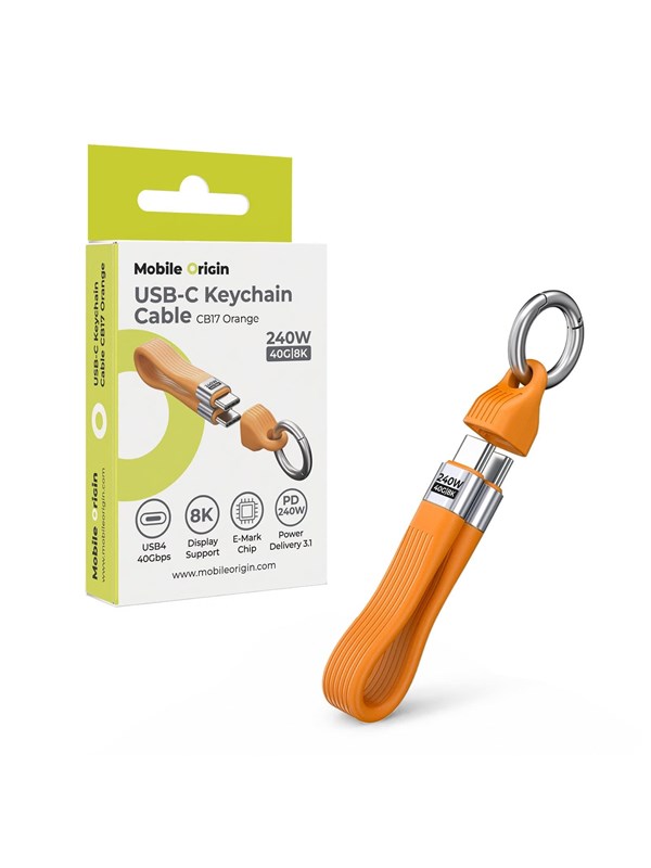 Mobile Origin CB17 240W 40Gbps 8K USB-C Keychain Cable - Orange - Köp för SEK 99 - Spara 47%