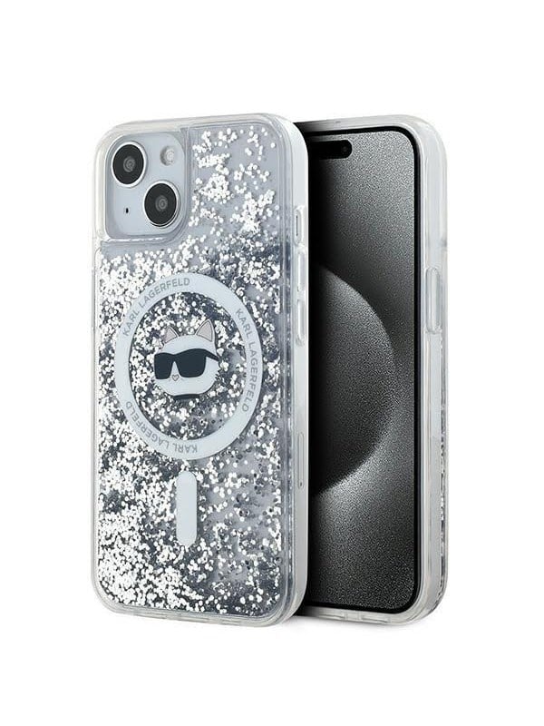 Karl Lagerfeld Liquid Glitter Choupette Head MagSafe Case for iPhone 15 Plus / 14 Plus - Transparent