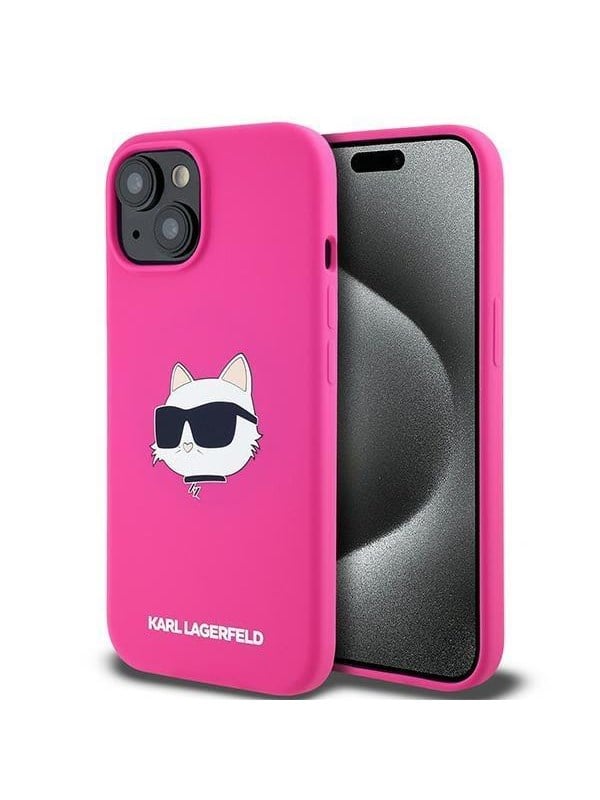 Karl Lagerfeld Silicone Choupette Head MagSafe Case for iPhone 15 Plus / 14 Plus - Pink