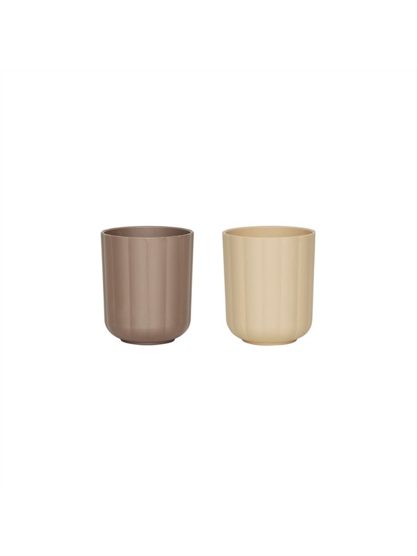 Produktfoto för OYOY MINI - Pullo Cup - Pack of 2 - Barnens pokal - Taupe / Vanilla - W:7 x H:8 cm