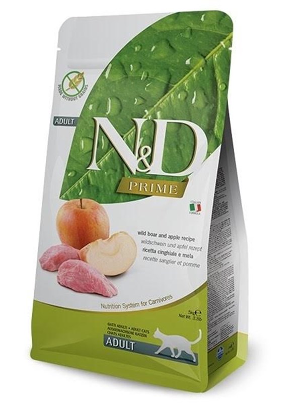 Farmina N&D PRIME CAT WILD BOAR & APPLE ADULT - torrt kattfoder - 5kg
