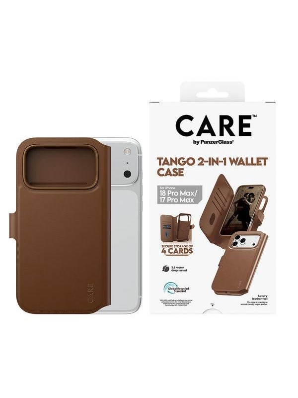 CARE by PanzerGlass Tango 2-in-1 Wallet Case Brown w. MagSafe Apple iPhone 18 Pro Max | 17 Pro Max - Köp för SEK 349 - Spara 25%