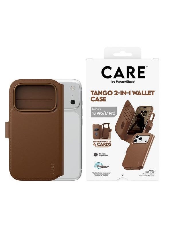 CARE by PanzerGlass Tango 2-in-1 Wallet Case Brown w. MagSafe Apple iPhone 18 Pro | 17 Pro - Köp för SEK 349 - Spara 25%