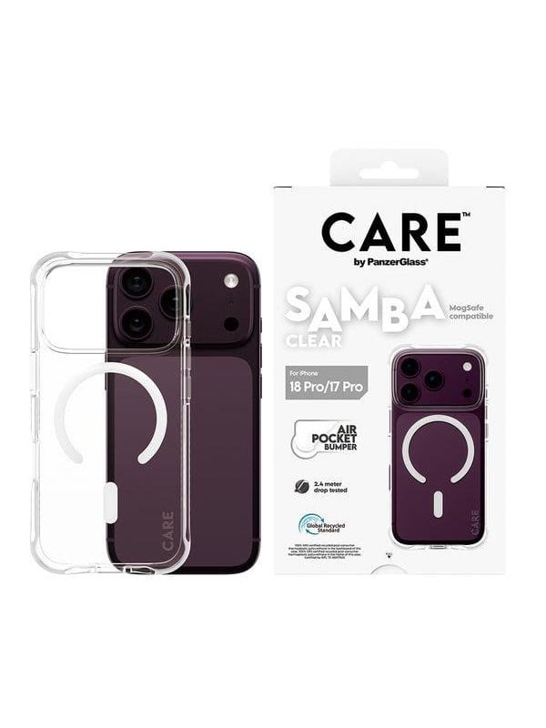 CARE by PanzerGlass Samba Case Transparent w. White MagSafe Apple iPhone 18 Pro | 17 Pro - Köp för SEK 199 - Spara 33%