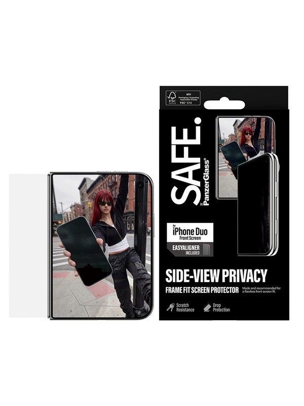 SAFE by PanzerGlass 2-Way Privacy Screen Protector Apple iPhone Duo | Ultra-Wide Fit m. EasyAligner (sub-screen) - Köp för SEK 349 - Spara 25%