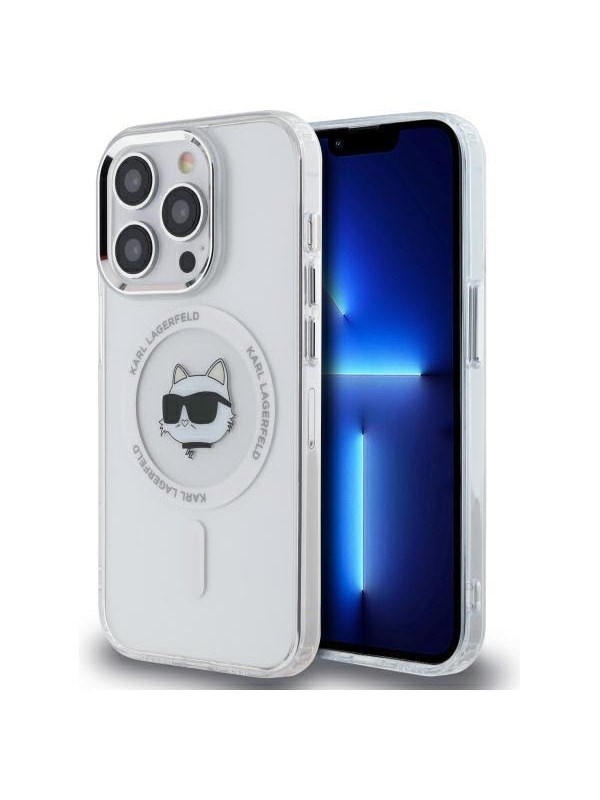 Karl Lagerfeld IML Metal Choupette Head MagSafe iPhone 14 Pro Case - White