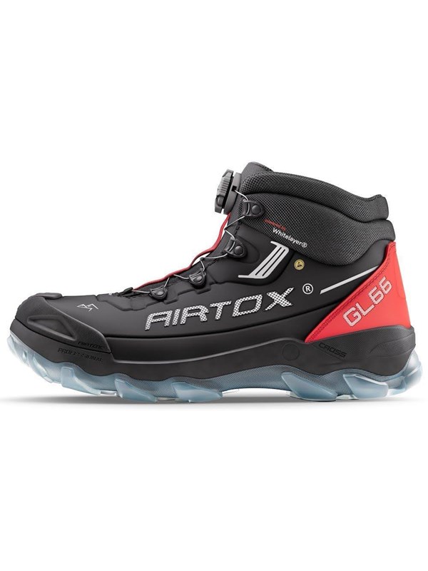 AIRTOX GL66 skyddsstövel, lättvikt, Whitelayer spiktrampskydd, PRO smart lacing, svart/röd - Str. 45