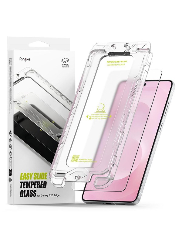 Produktfoto för [2-Pack] Ringke Galaxy S25 Edge Härdat Glas Skärmskydd Easy Slide