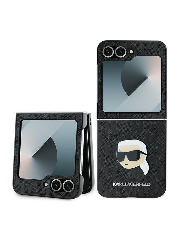 Karl Lagerfeld Saffiano Monogram Case for Samsung Galaxy Z Flip 6 - Black