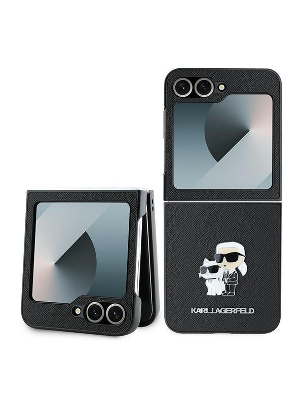 Karl Lagerfeld Saffiano Metal Pin Case for Samsung Galaxy Z Flip 6 - Black