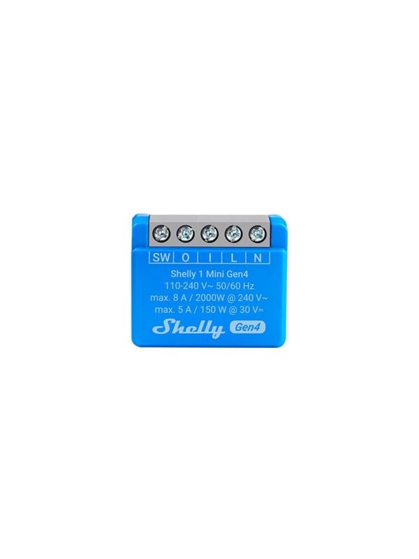 Shelly 1 Mini Gen4 - WiFi & Zigbee relä med potentialfritt kontaktsats (110-240VAC)