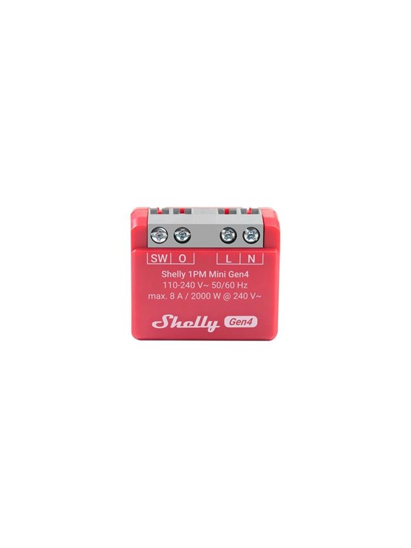 Shelly 1PM Mini Gen4 - WiFi & Zigbee relä med effektmätning (110-240VAC)