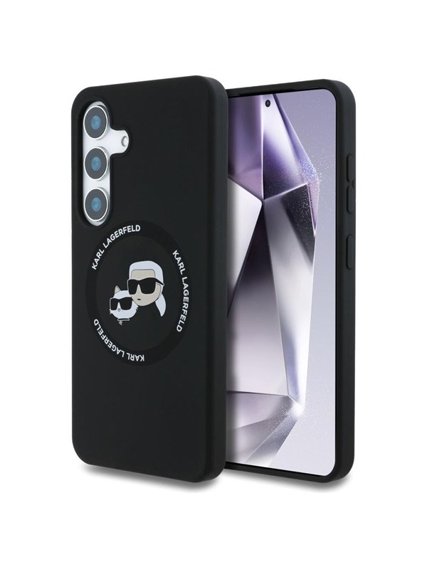 Karl Lagerfeld Silicone Double Heads And Circle MagSafe Samsung Galaxy S25 Plus case black