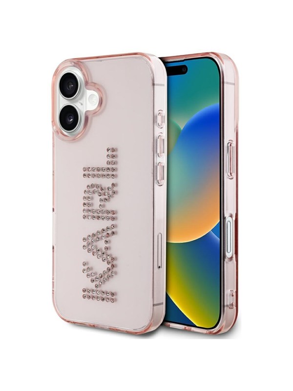 Produktfoto för Karl Lagerfeld iPhone 16 Mobilskal Rhinestones Logo - Rosa
