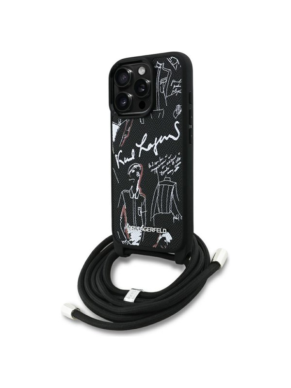 Produktfoto för Karl Lagerfeld iPhone 16 Pro Mobilskal Crossbody Grained Pattern - Svart