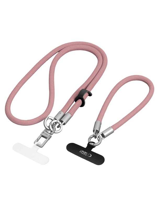 Tech-Protect  C10S Crossbody Phone Lanyard (114 cm) + Wrist Lanyard (31 cm) - Pink-Titanium