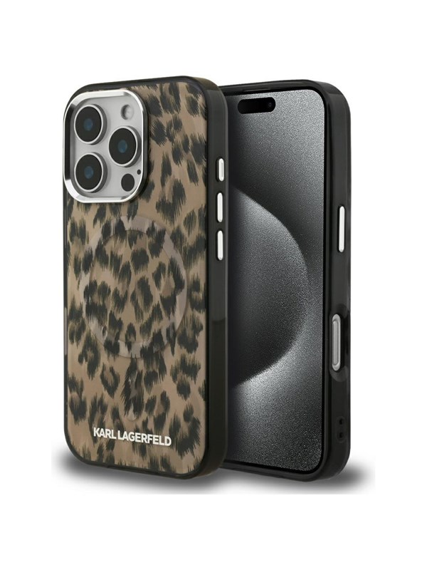 Produktfoto för Karl Lagerfeld iPhone 16 Pro Max Mobilskal MagSafe IML Leopard - Brun