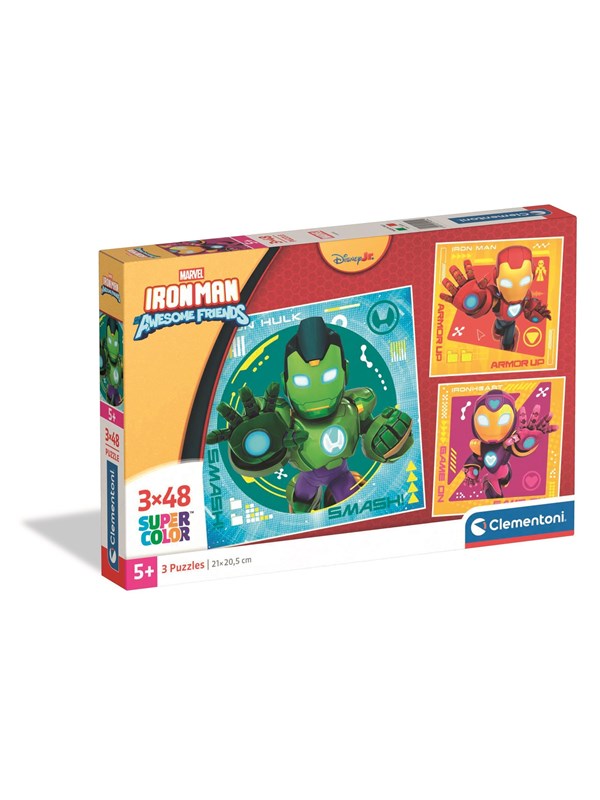 Clementoni Puzzle Square Iron Man and His Awesome 3x48 pieces Golv