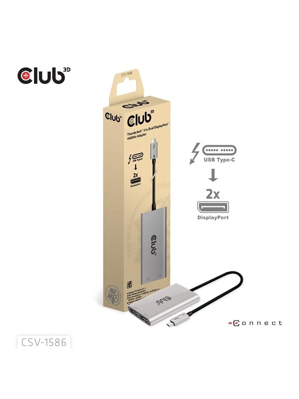 Club 3D - video adapter - 24 pin USB-C to DisplayPort - 23.5 cm