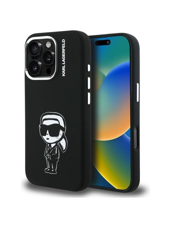 Karl Lagerfeld Silicone Karl Sketch MagSafe Case for iPhone 16 Pro Max - Black