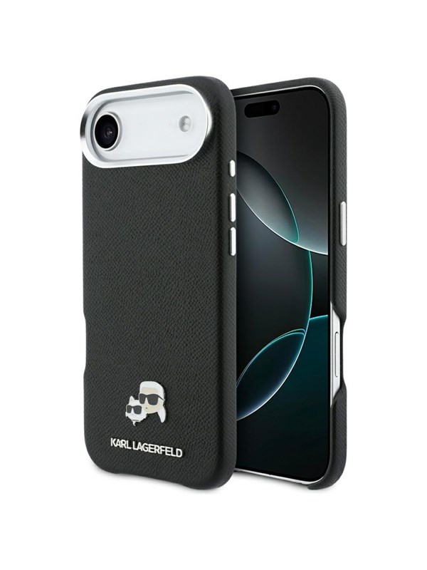 Karl Lagerfeld Karl &amp; Choupette Head Pins Saffiano MagSafe Case for iPhone Air - Black