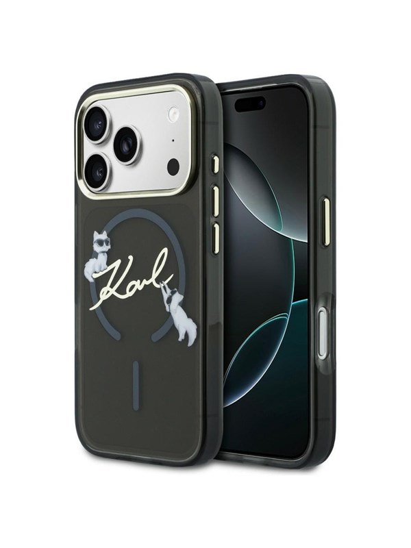 Karl Lagerfeld IML Choupettes Karl Script Logo MagSafe Case for iPhone 17 Pro Max - Black