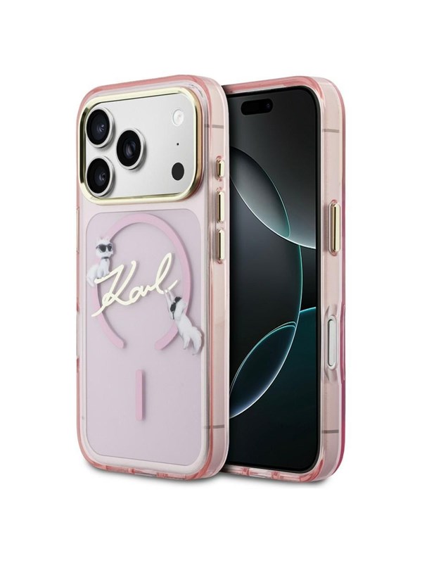 Karl Lagerfeld IML Choupettes Karl Script Logo MagSafe Case for iPhone 17 Pro Max - Pink