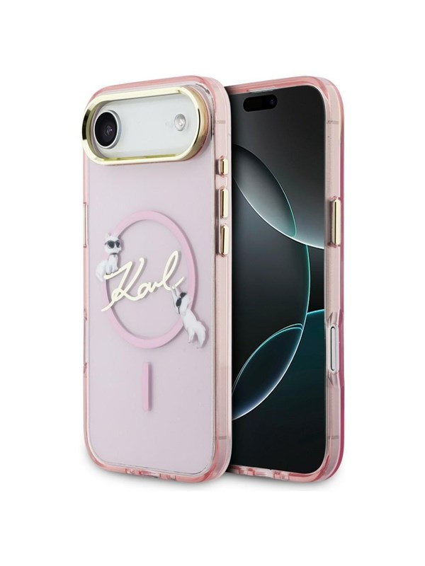 Karl Lagerfeld IML Choupettes Karl Script Logo MagSafe iPhone Air Case - Pink