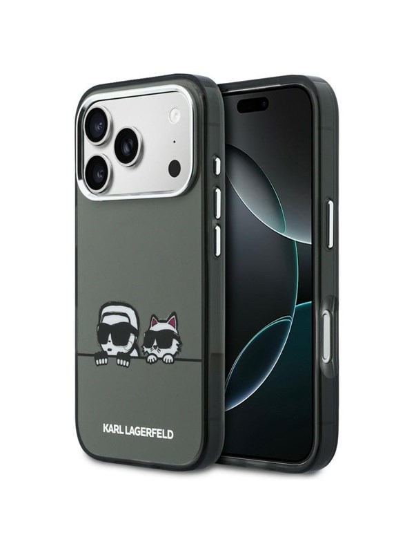 Karl Lagerfeld IML Karl &amp; Choupette Peekaboo Logo MagSafe Case for iPhone 17 Pro Max - Black