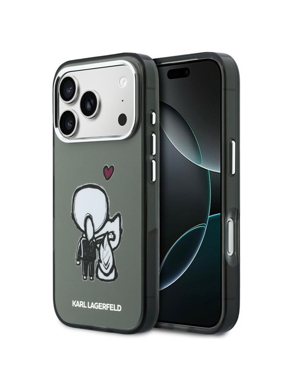 Karl Lagerfeld Karl &amp; Choupette Back MagSafe Case for iPhone 17 Pro Max - Black