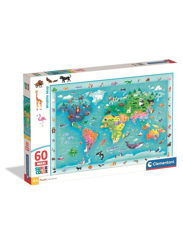 Clementoni Puzzle Maxi Noli Wildlife Map 60 pieces Golv
