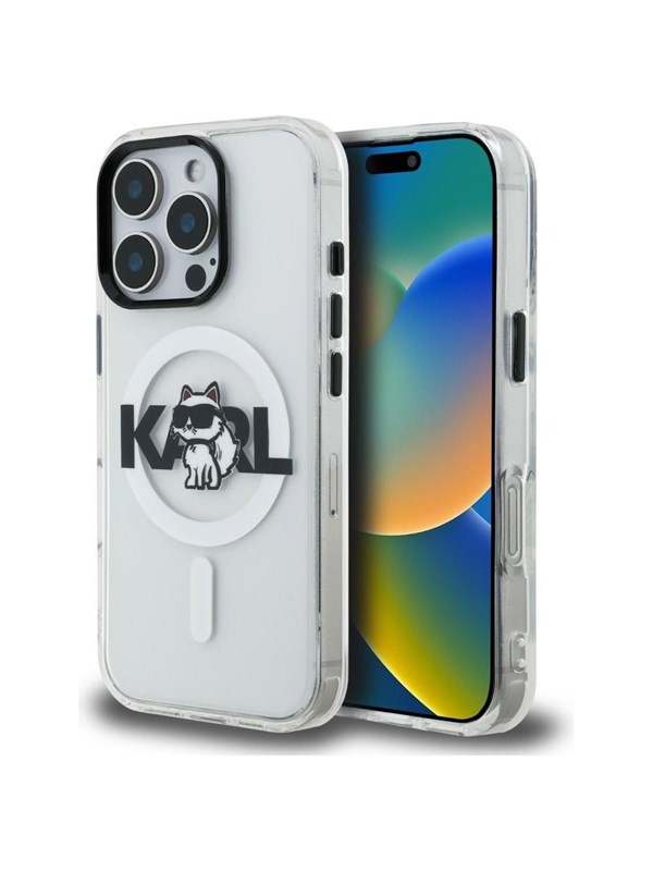Karl Lagerfeld IML Choupette Sketch Logo MagSafe Case for iPhone 16 Pro Max - Clear
