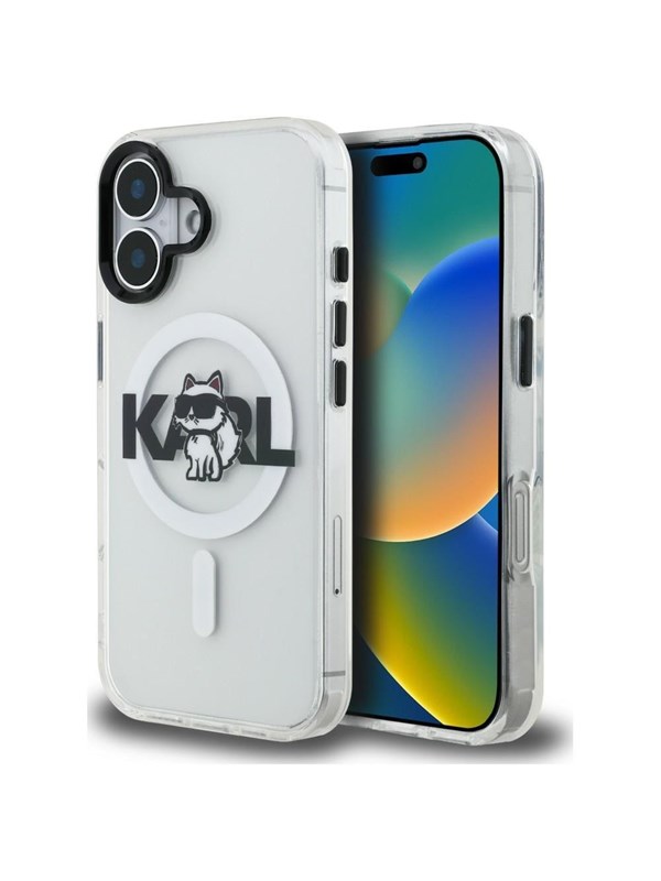 Karl Lagerfeld IML Choupette Sketch Logo MagSafe iPhone 16 Case - Clear