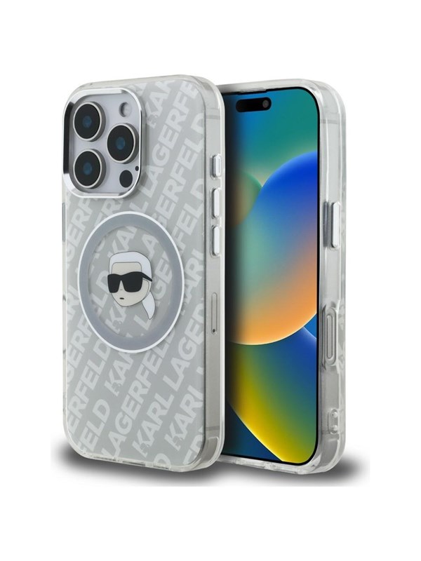 Karl Lagerfeld IML Karl Head Logo MagSafe Case for iPhone 16 Pro Max - Gray