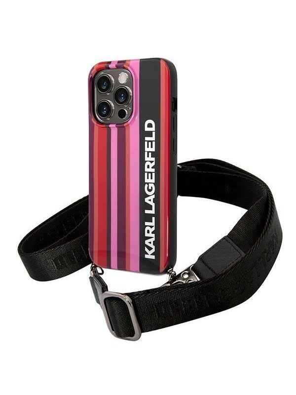 Karl Lagerfeld Color Stripes Strap Case for iPhone 14 Pro - Pink