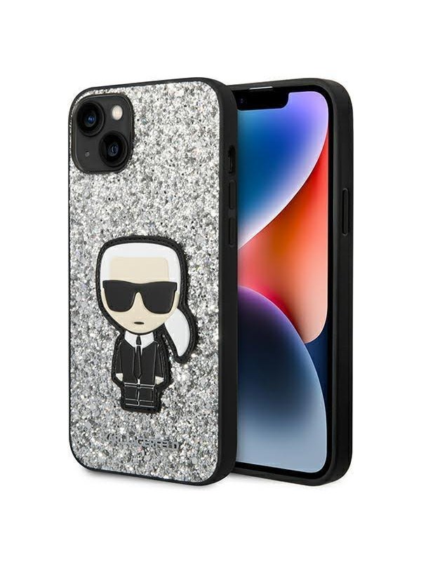 Karl Lagerfeld KLHCP14MGFKPG iPhone 14 Plus 6.7 "hardcase silver / silver Glitter Flakes Ikonik