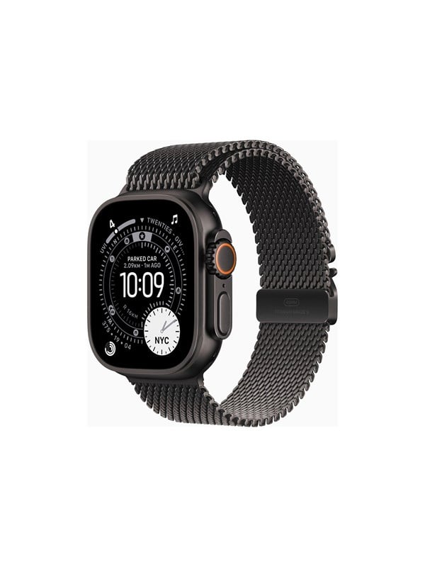 Apple Watch Ultra 3 GPS + Cellular 49mm Black Titanium Case with Black Titanium Milanese Loop - Small