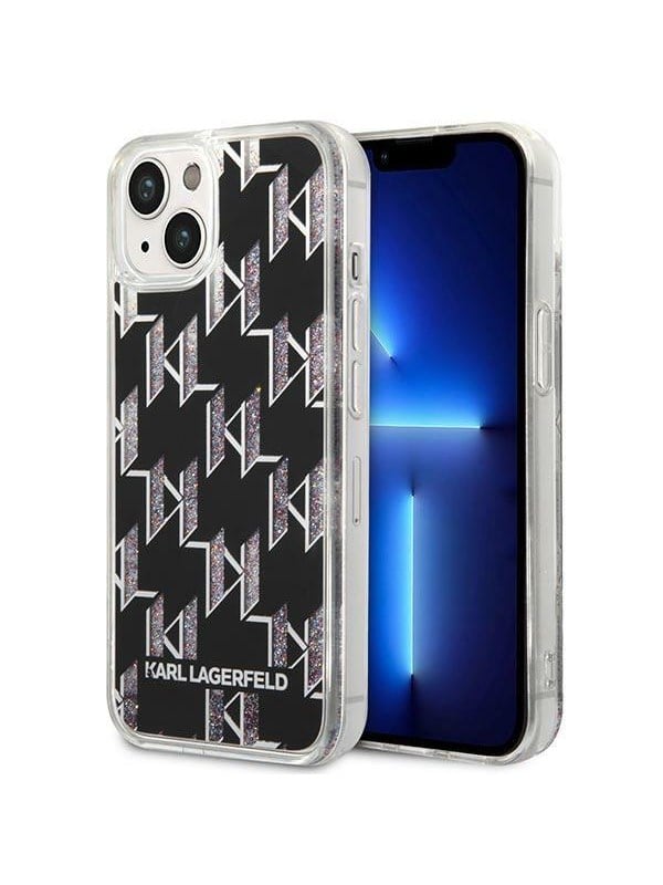 Produktfoto för Karl Lagerfeld iPhone 14 Skal Liquid Glitter Monogram - Svart