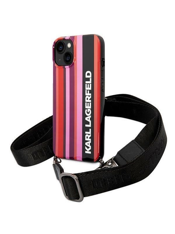 Karl Lagerfeld KLHCP14SSTSTP iPhone 14 6.1 "hardcase pink / pink Color Stripes Strap