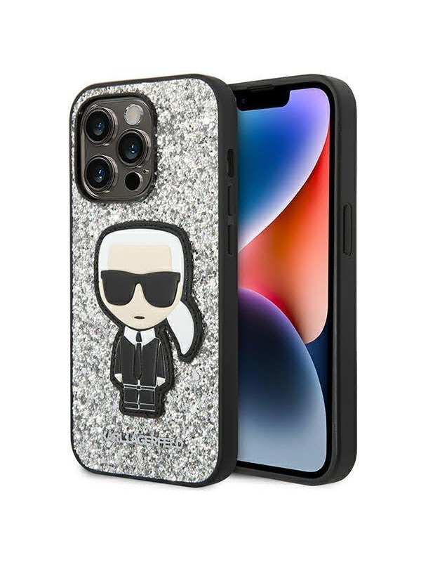 Karl Lagerfeld KLHCP14XGFKPG iPhone 14 Pro Max 6.7 "hardcase silver / silver Glitter Flakes Ikonik