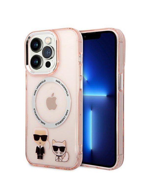 Karl Lagerfeld KLHMP14LHKCP iPhone 14 Pro 6.1" hardcase pink/pink Karl &amp; Choupette Aluminum Magsafe
