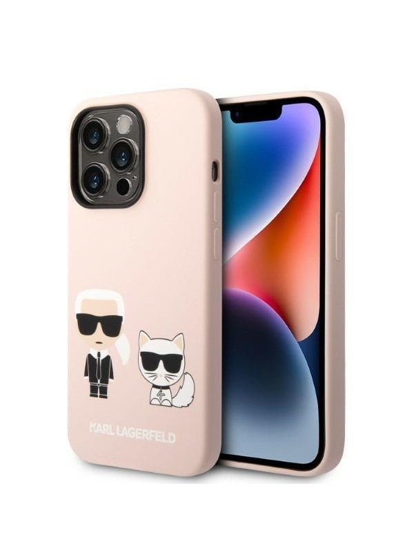 Karl Lagerfeld KLHMP14LSSKCI iPhone 14 Pro 6.1 "hardcase light pink / light pink Silicone Karl &amp; Choupette Magsafe
