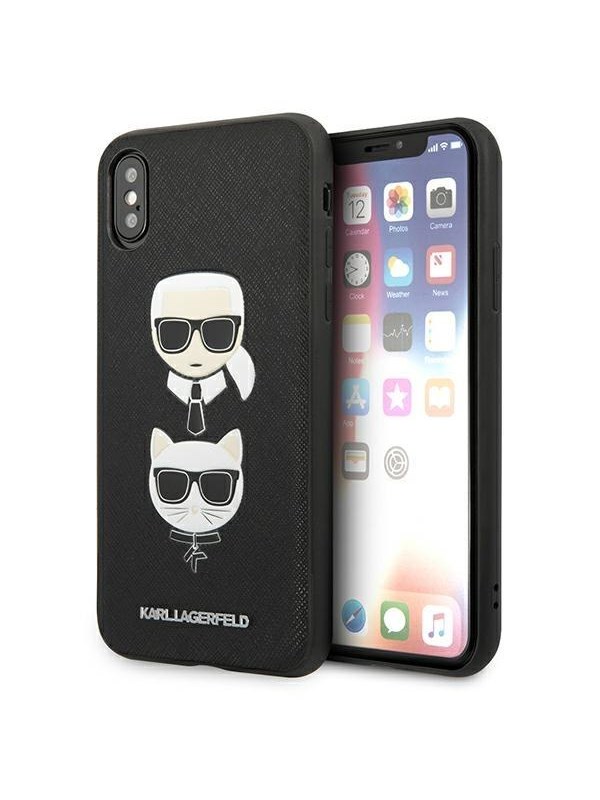 Karl Lagerfeld Saffiano Karl&amp;Choupette Head case for iPhone XS Max - black