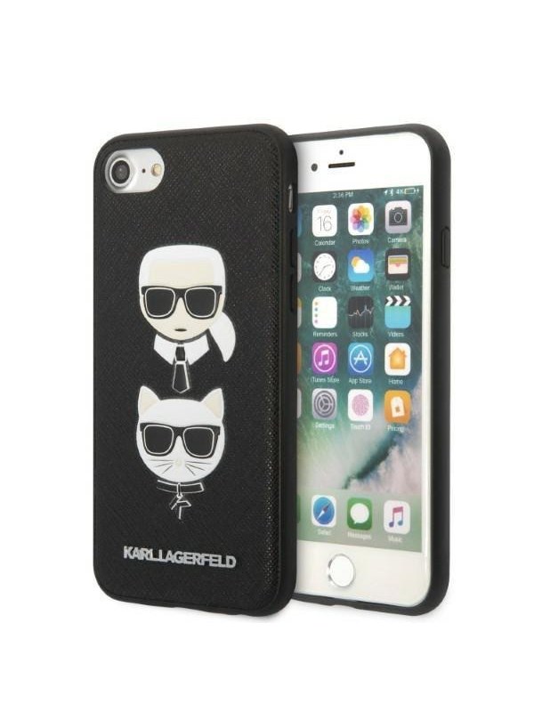 Karl Lagerfeld KLHCI8SAKICKCBK iPhone 7/8 / SE 2020 / SE 2022 black/black hardcase Saffiano Karl&amp;Choupette Head