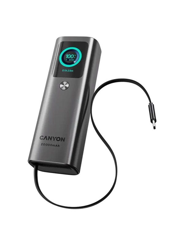 Canyon OnPower 265 20.000 mAh 165W, Mörkgrå - 20000 mAh