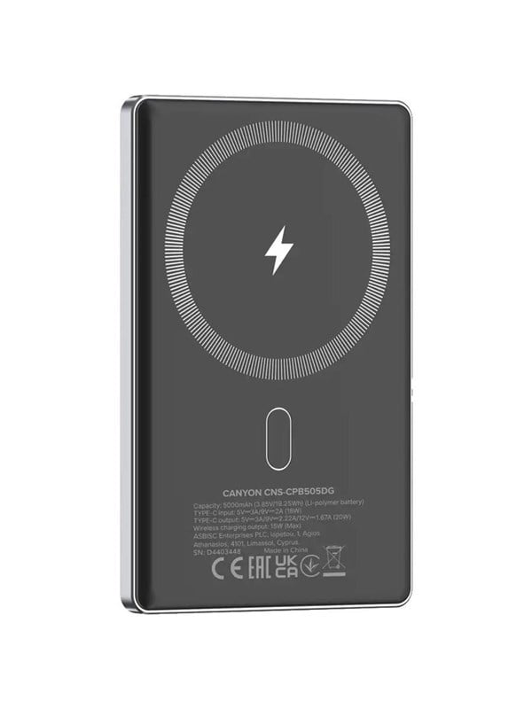 Canyon OnPower 505 MagSafe Powerbank 5000mAh, Gr&aring; - 5000 mAh