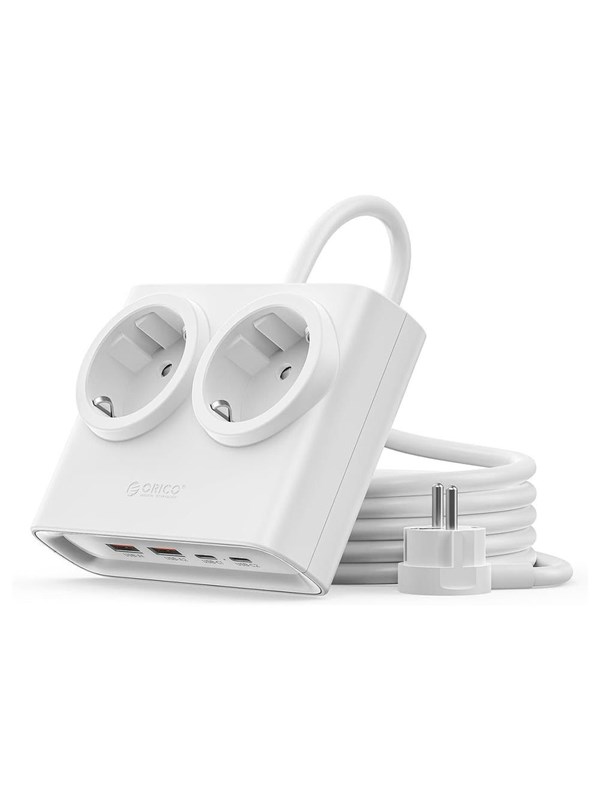 ORICO PDC25 25W 6in1 Power Strip 2x AC + 2x USB-A + 2x USB-C - White