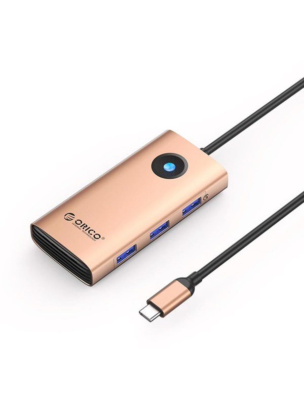 ORICO PW11 6in1 USB-C Docking Station 3x USB-A 3.0 1x USB-C PD 100W 1x HDMI 4K 30Hz 1x RJ45 Gigabit Ethernet - Rose Gold USB Hub - USB 3.0 - 6 porte
