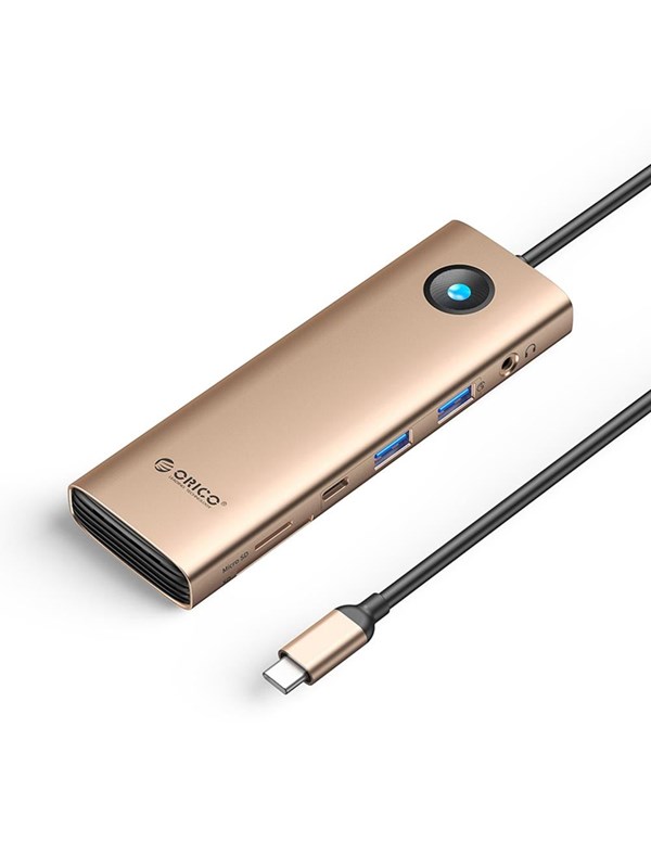 ORICO PW11 9in1 USB-C Docking Station 2x USB-A 3.0 1x USB-C 3.0 1x USB-C PD 100 1x HDMI 4K 60Hz 1x microSD/SD 1x RJ45 2.5G Ethernet 1x Audio 3.5mm - Rose Gold USB Hub - USB 3.0 - 9 porte