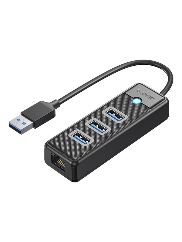 ORICO PW3UR25-U3 USB Hub 4-Port 3x USB-A 3.0 1x RJ45 2.5G Ethernet 1 m - Black USB Hub - USB 3.0 - 4 porte - Svart